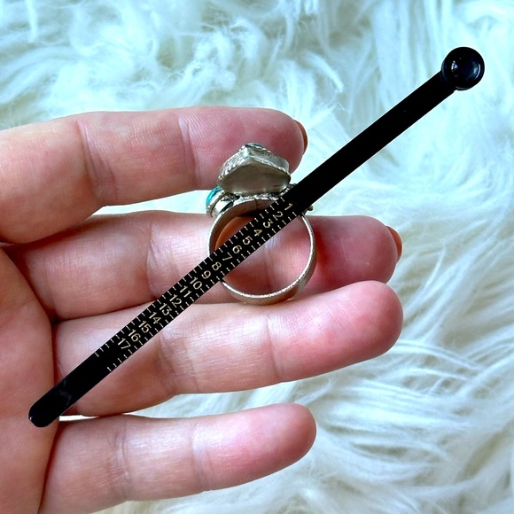 Boho Turquoise, Coral and Sterling Silver Navajo-style ring Size 8.5 - Picture 3 of 6